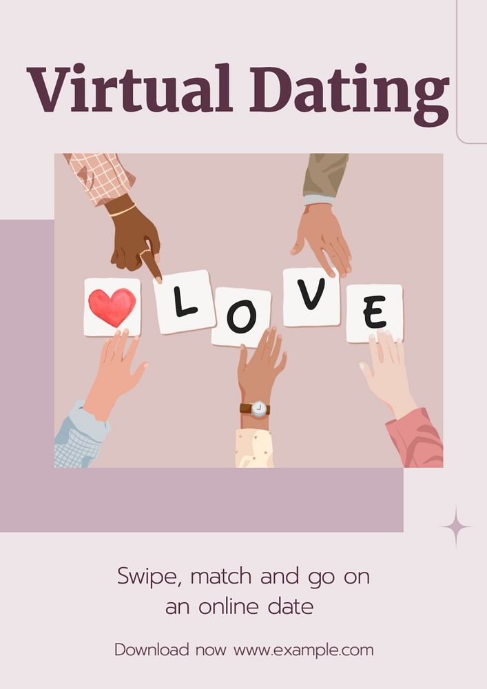 Virtual dating editable poster template