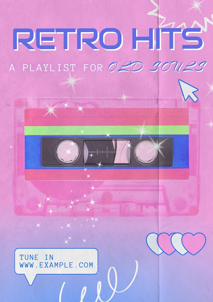 Retro hits editable poster template