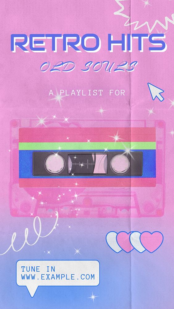 Retro hits Instagram story template, editable social media design