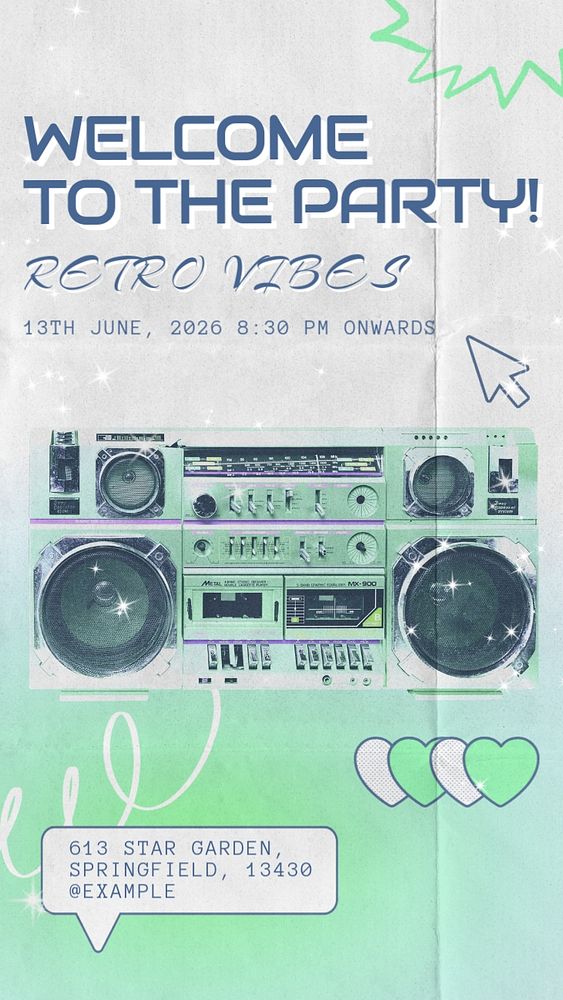 Retro party Instagram story template, editable social media design