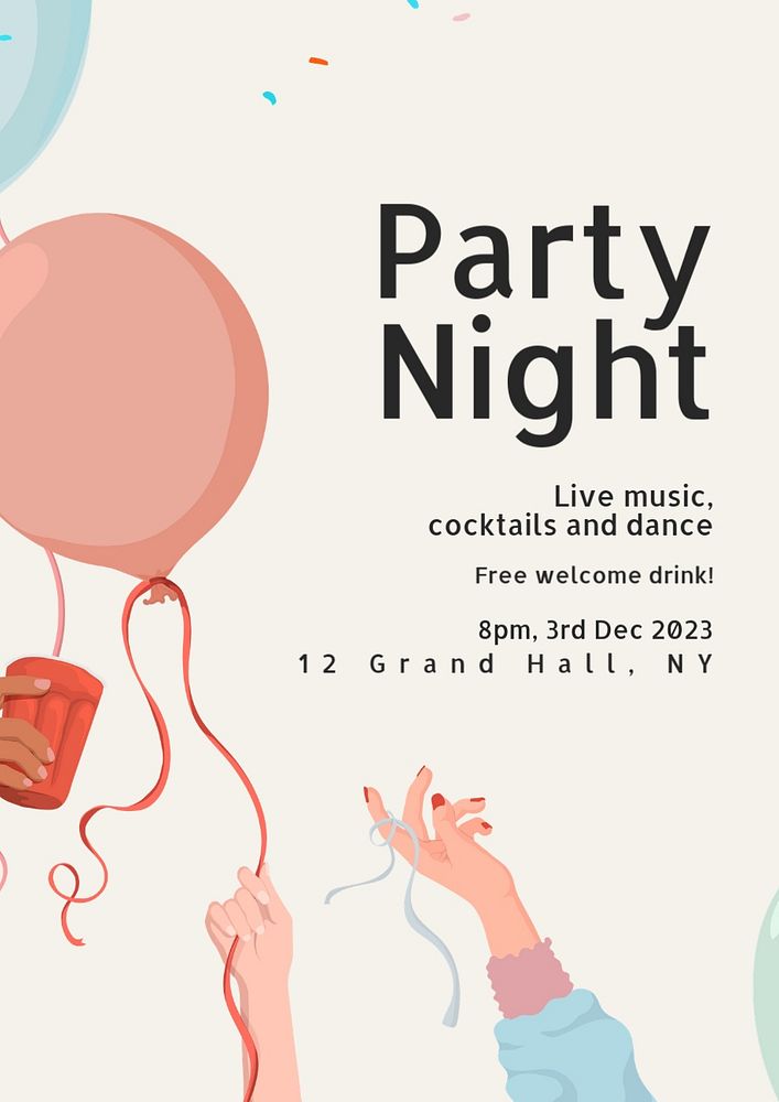 Party night editable poster template