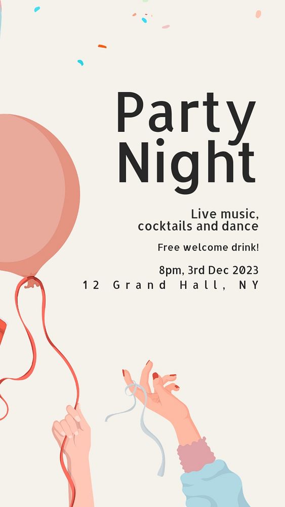 Party night Instagram story template, editable social media design