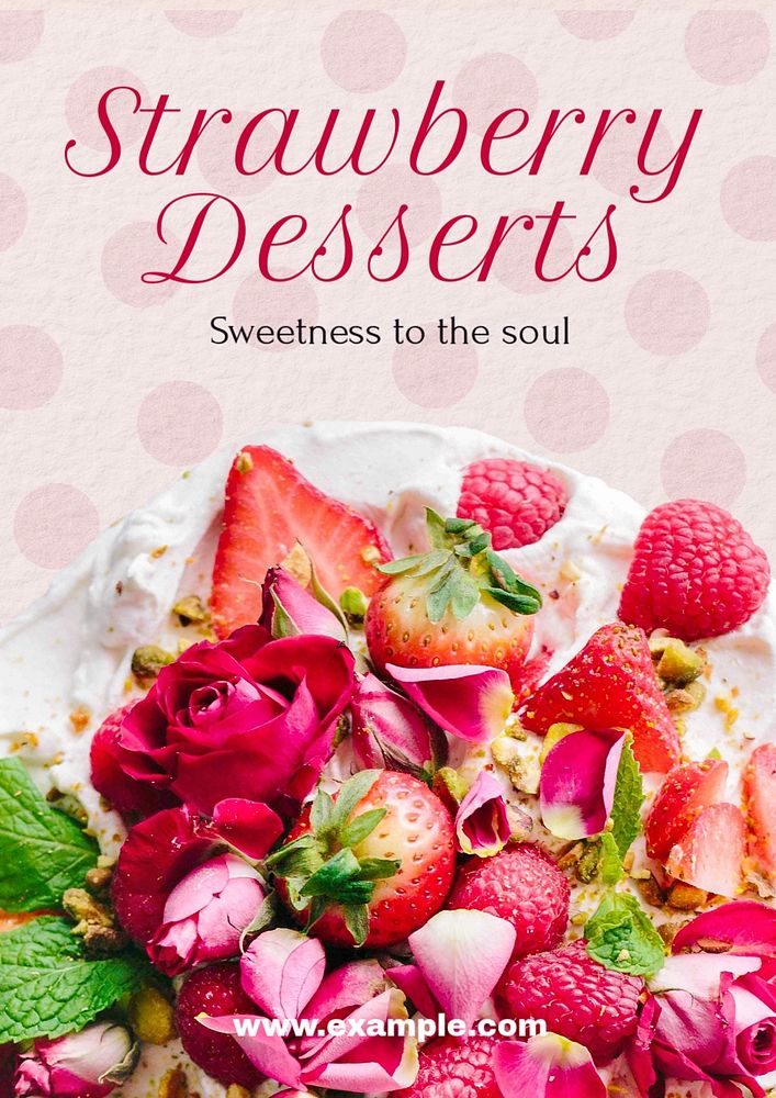 Strawberry desserts editable poster template