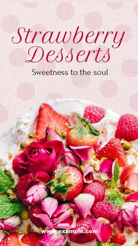 Strawberry desserts Instagram story template, editable social media design