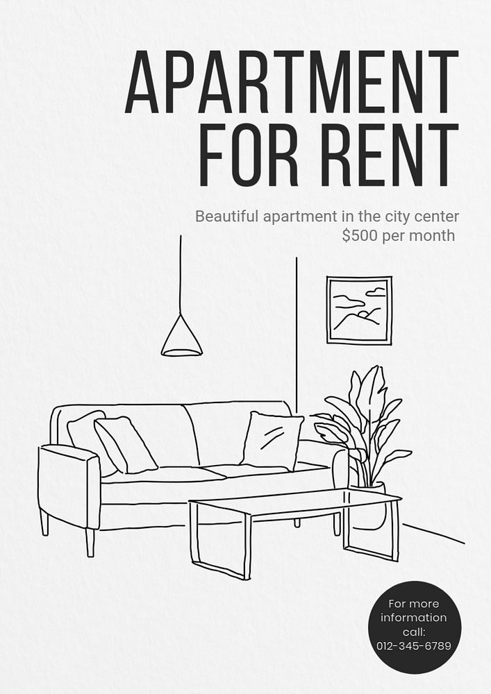 Apartment rental editable poster template