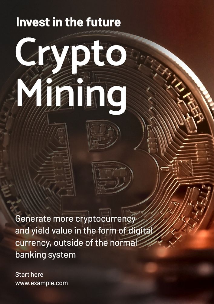 Crypto mining editable poster template