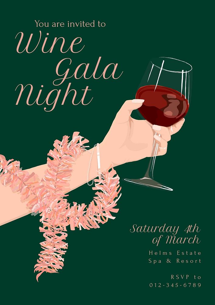 Wine gala night editable poster template