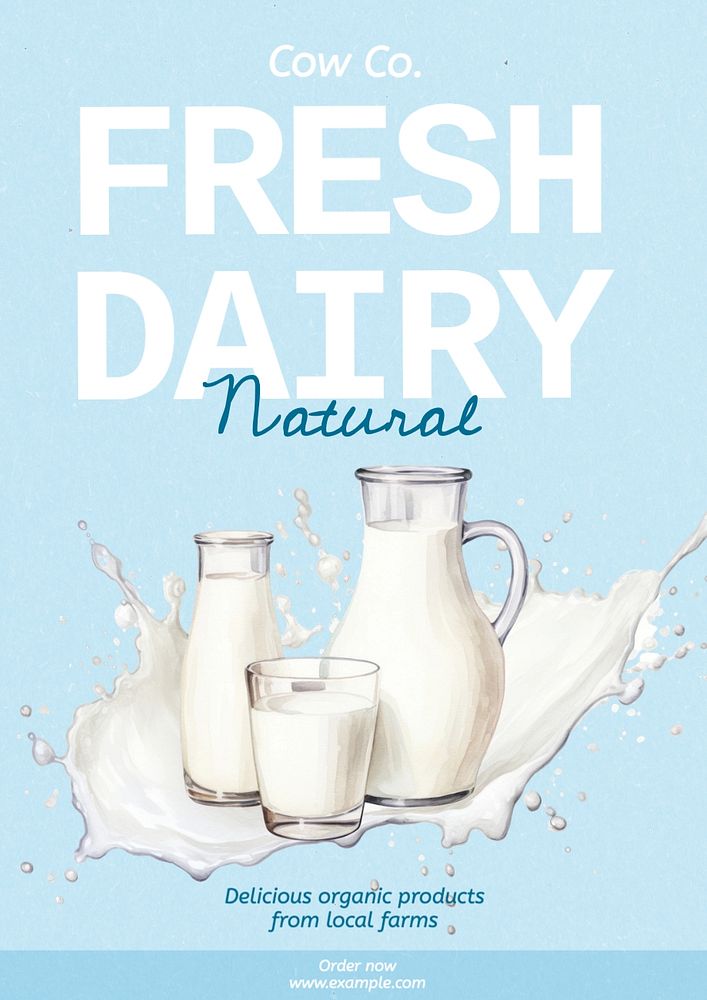 Fresh dairy editable poster template