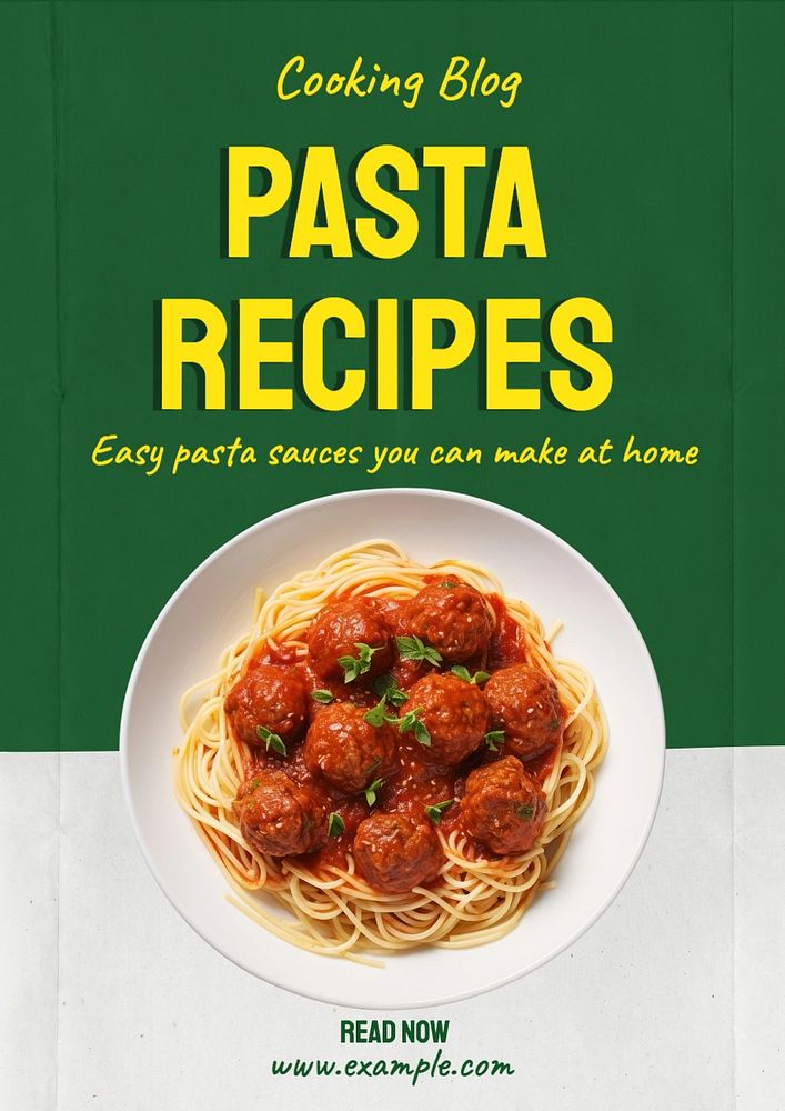 Pasta recipe editable poster template