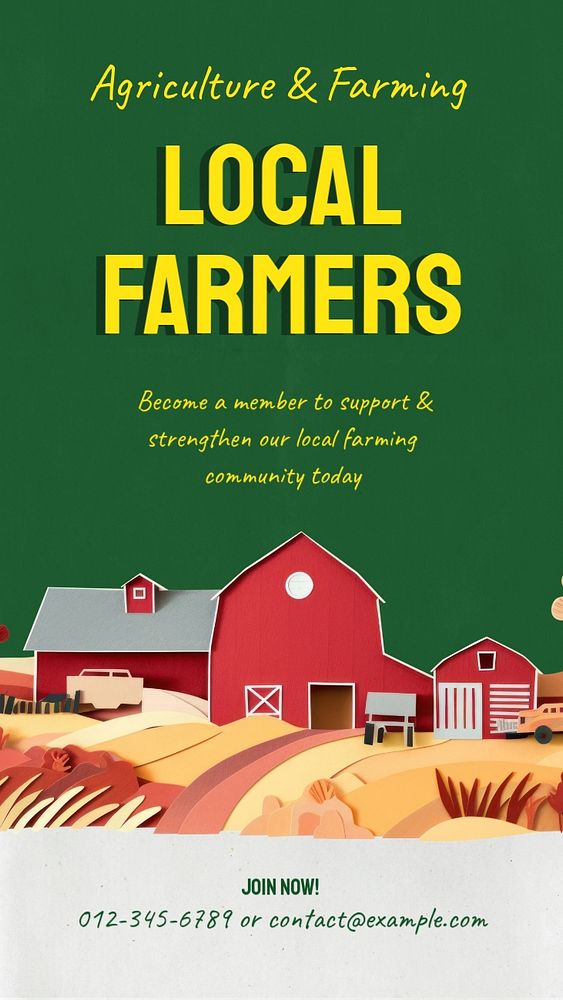 Local farmers community Instagram story template, editable social media design