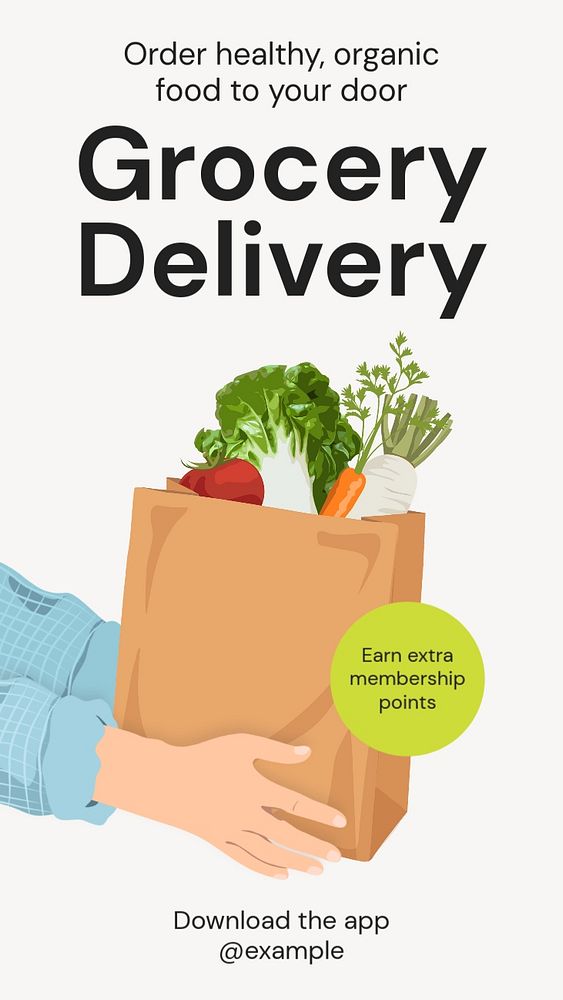 Grocery delivery Instagram story template, editable social media design