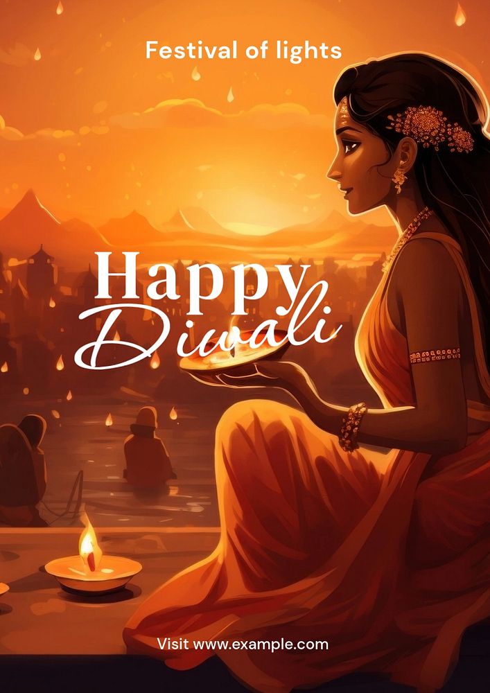 Diwali editable poster template