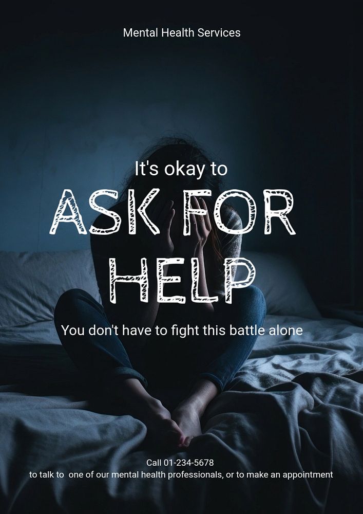 Ask for help editable poster template