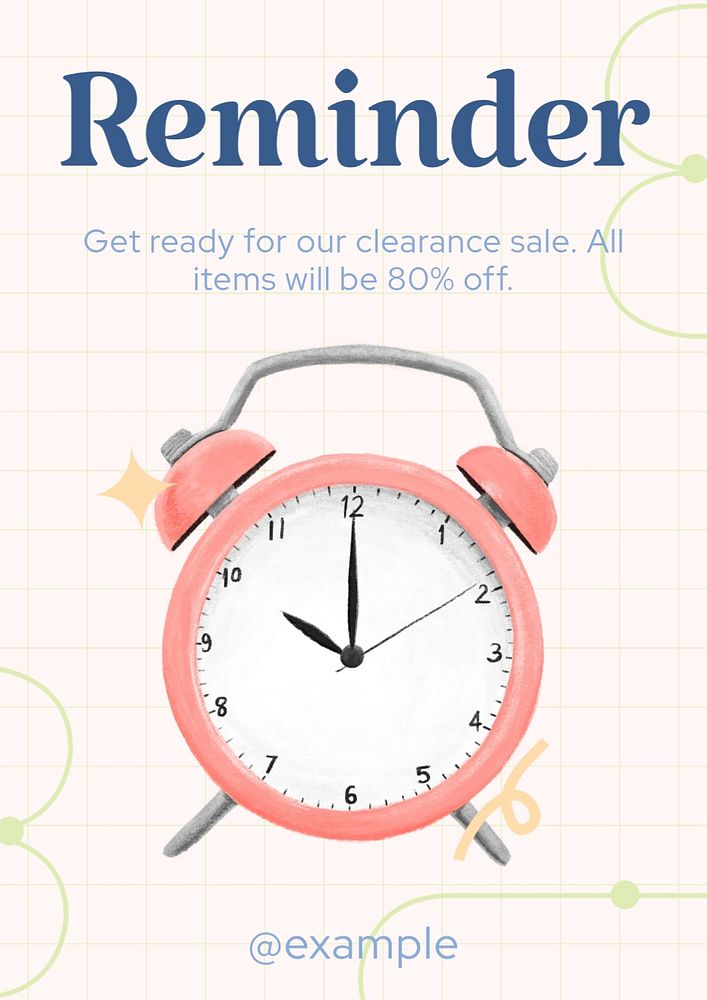 Sale reminder poster template, editable text and design