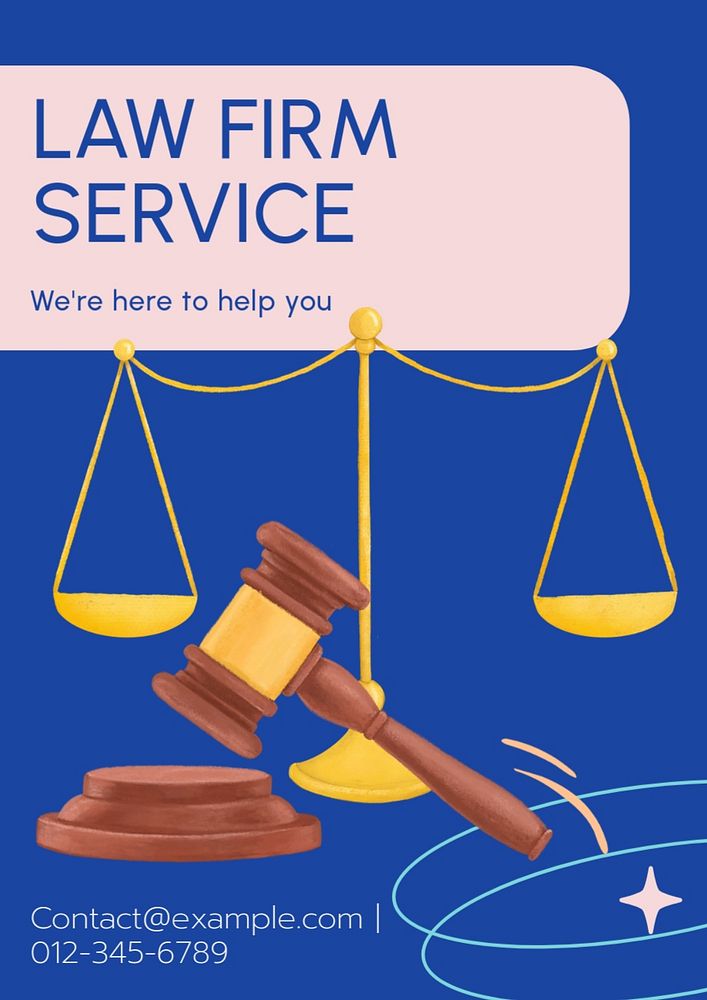 Law firm service poster template, editable text and design