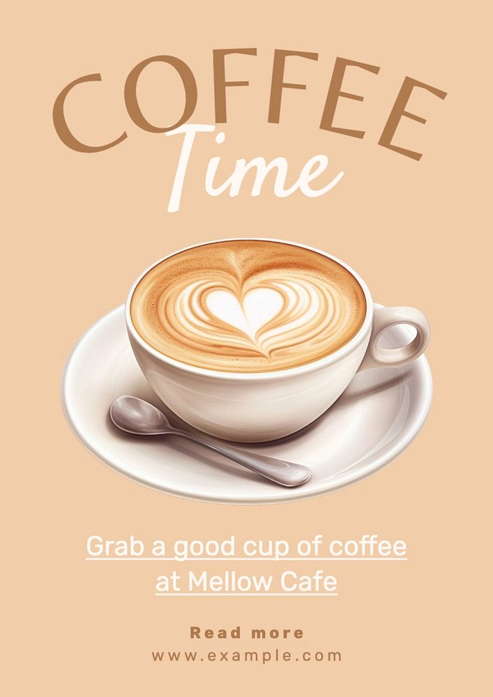 Coffee time poster template, editable design