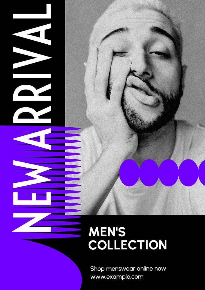 Men's collection poster template, editable text