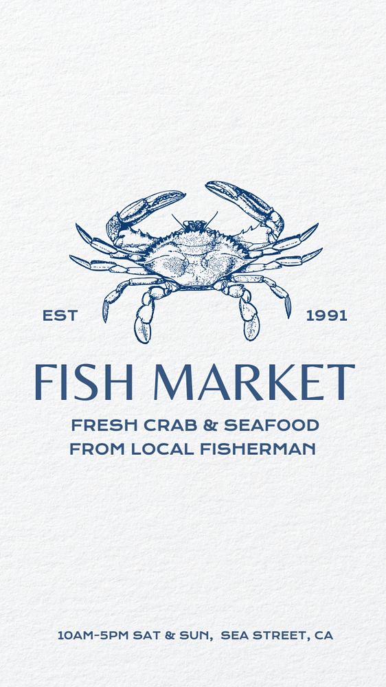 Fish market Instagram story template, editable text