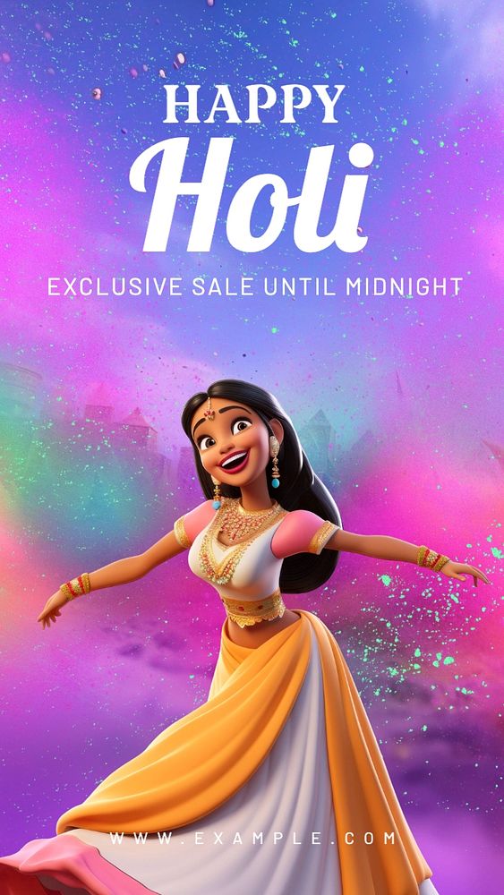 Happy holi sale Instagram story template, editable text