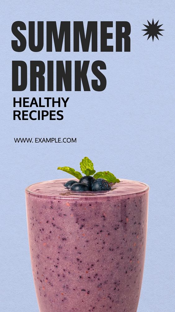 Summer drinks Instagram story template, editable text