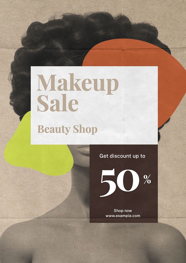 Makeup sale poster template, editable text