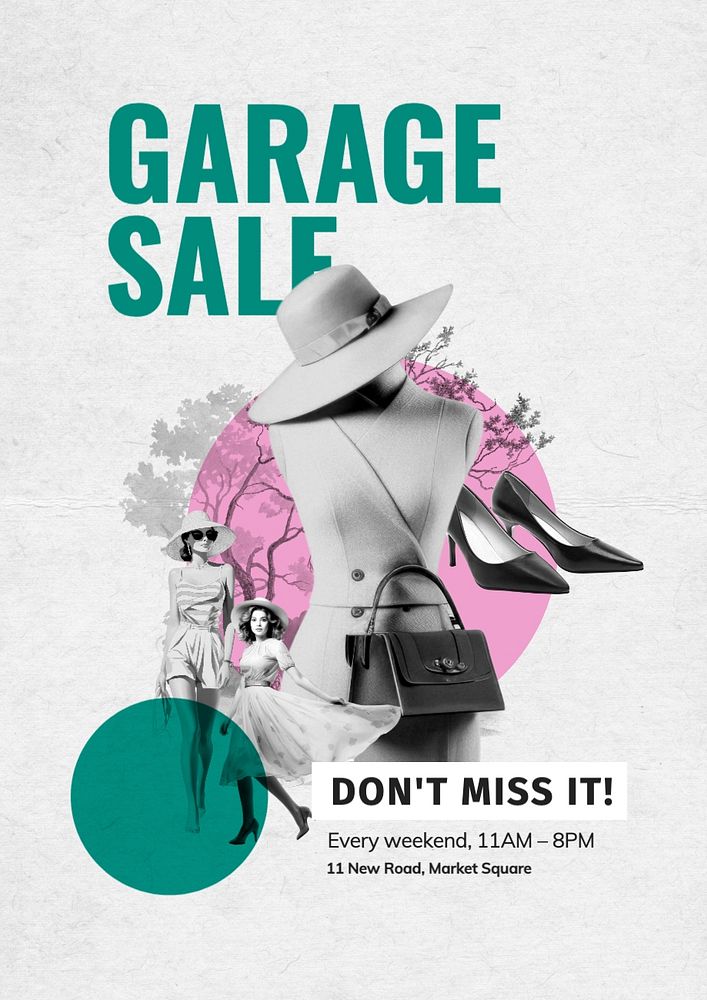 Garage sale poster template, editable text