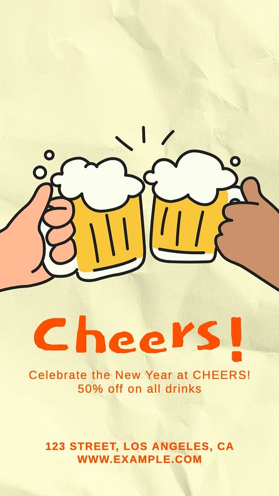 New year cheers Instagram story template, editable text