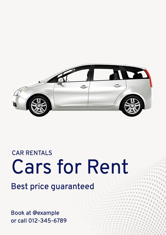 Car for rent poster template, editable text and design