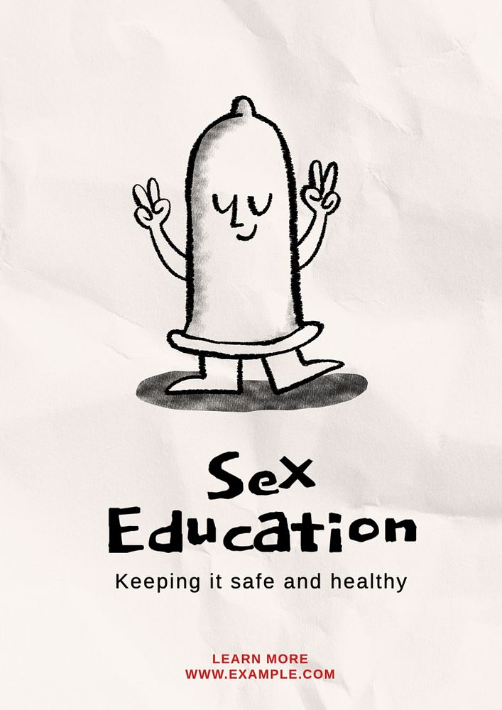 Sex education poster template, editable text and design