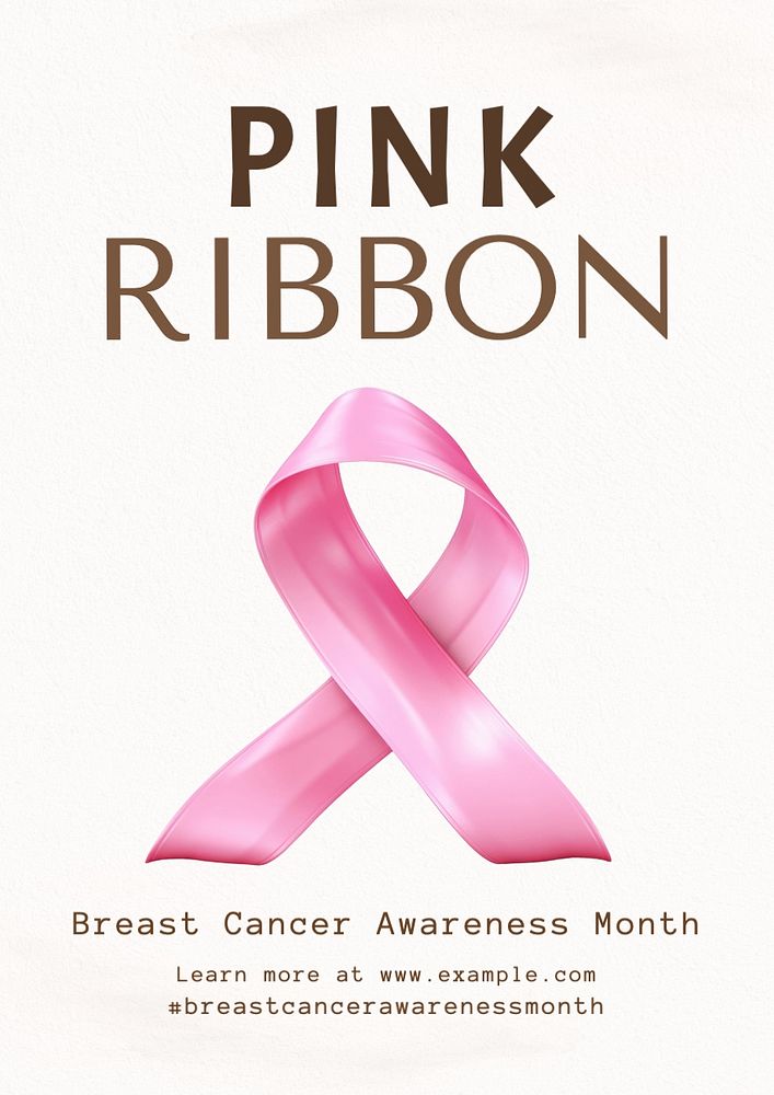 Pink ribbon poster template, editable text