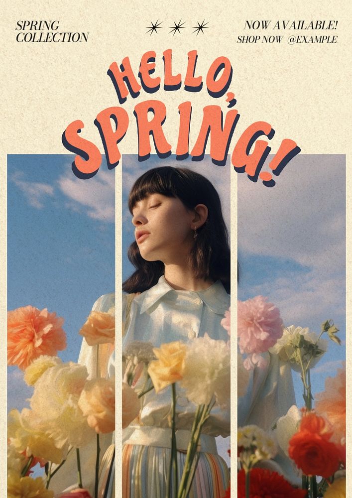 Spring collection poster template, editable text