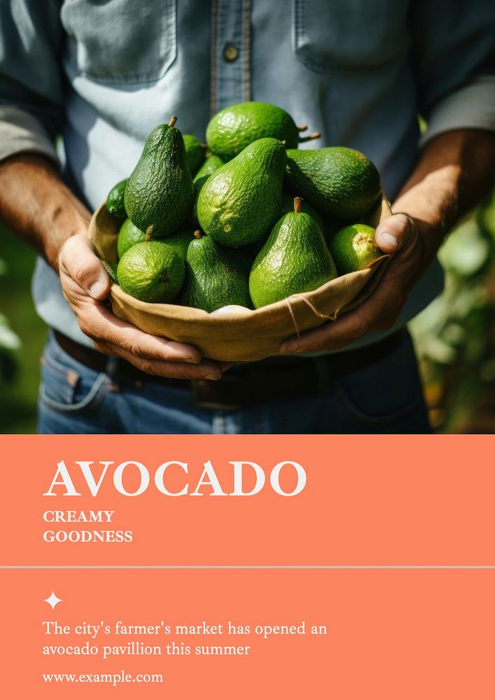 Avocado poster template, editable design