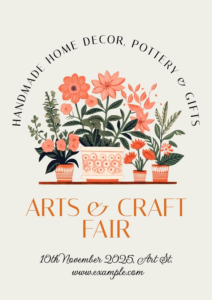 Art & craft fair poster template, editable text and design