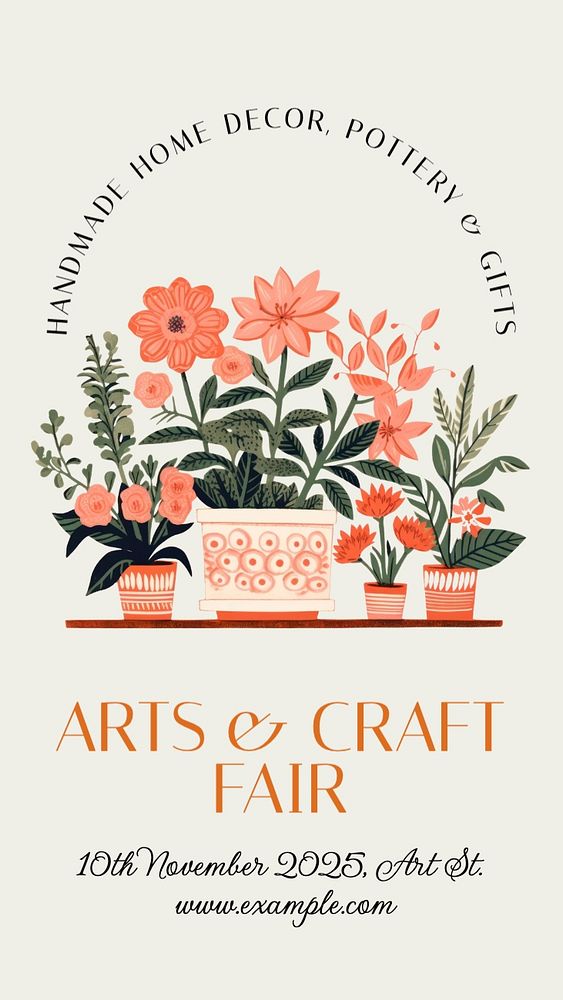 Art & craft fair Instagram story template, editable text