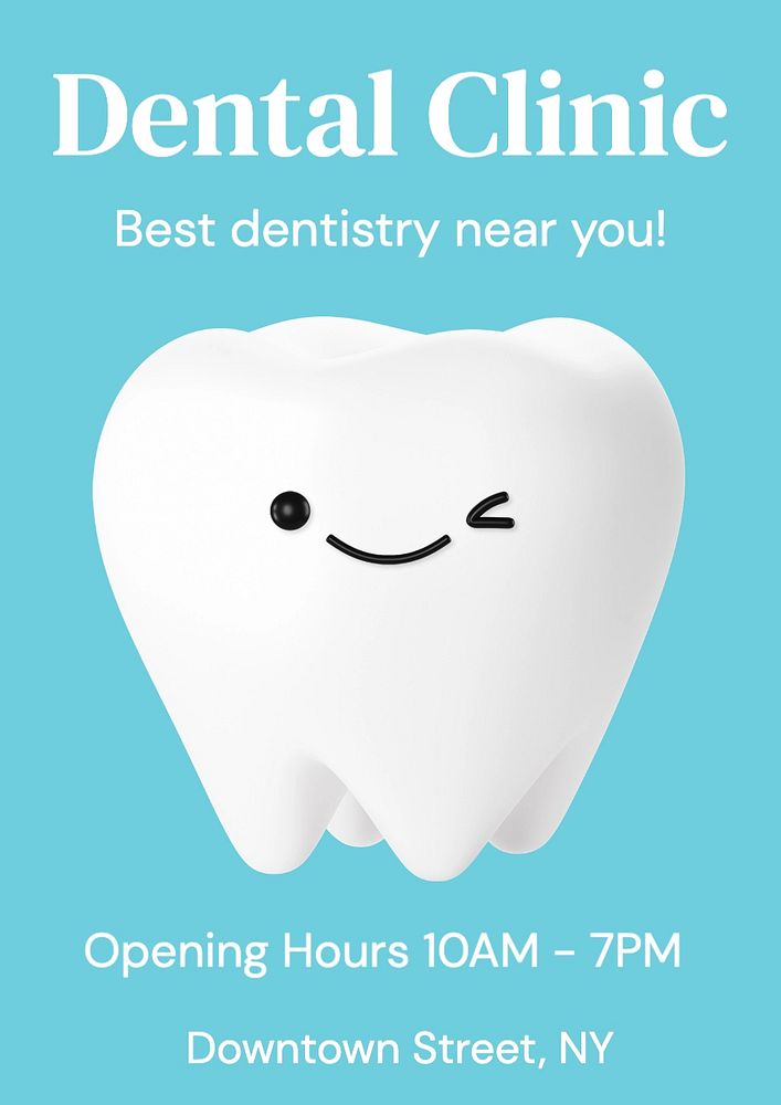 Dental clinic poster template, editable text and design