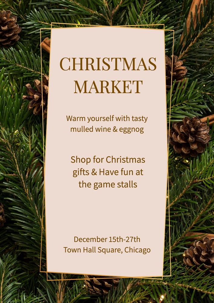 Christmas market editable poster template