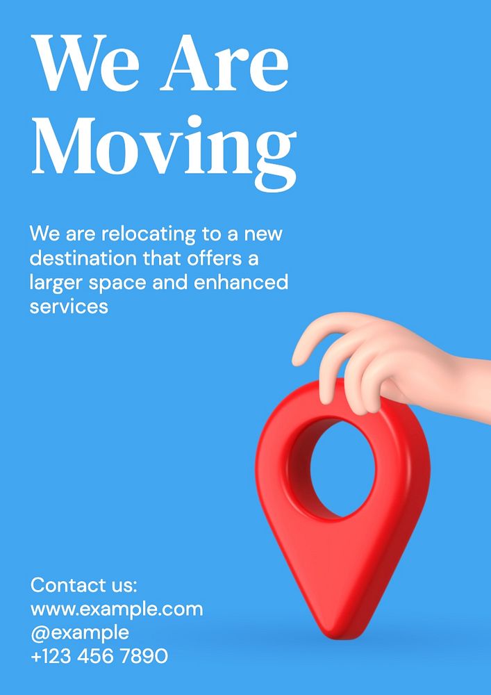 We are moving poster template, editable text and design