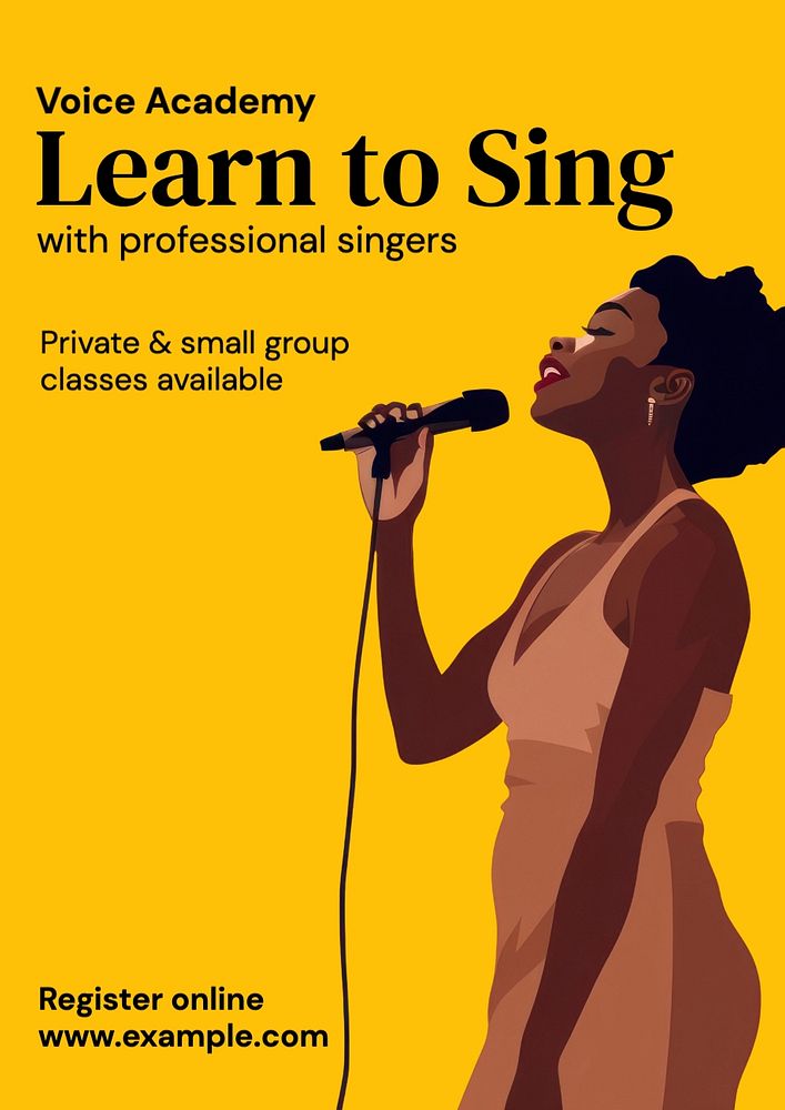 Learn to sing poster template, editable text and design