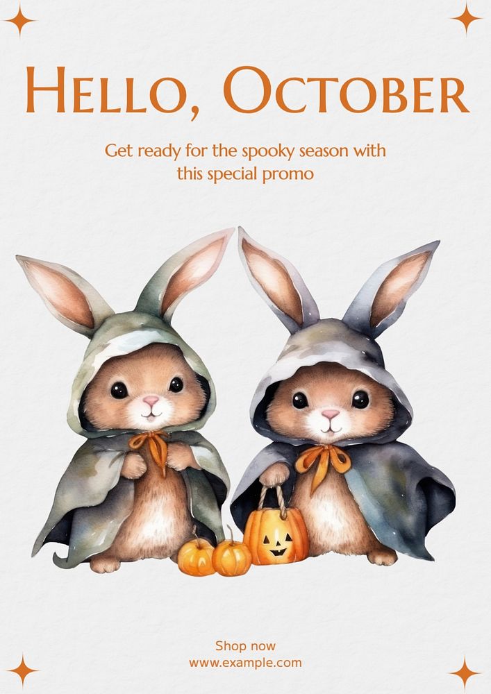 Hello October poster template, editable text