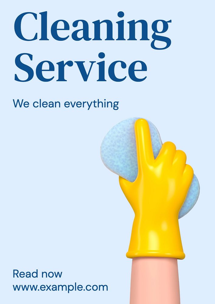 Cleaning service poster template, editable text and design