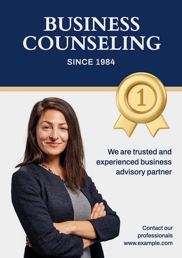 Business counseling poster template, editable text and design