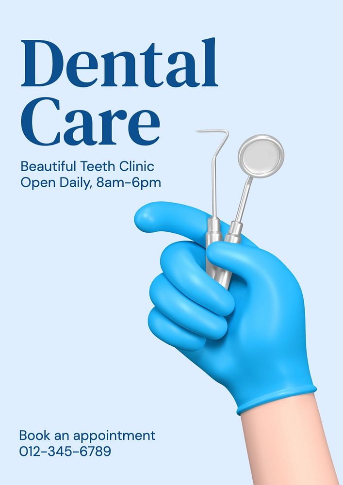 Dental care poster template, editable text and design