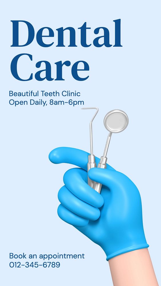 Dental care Instagram story template, editable text