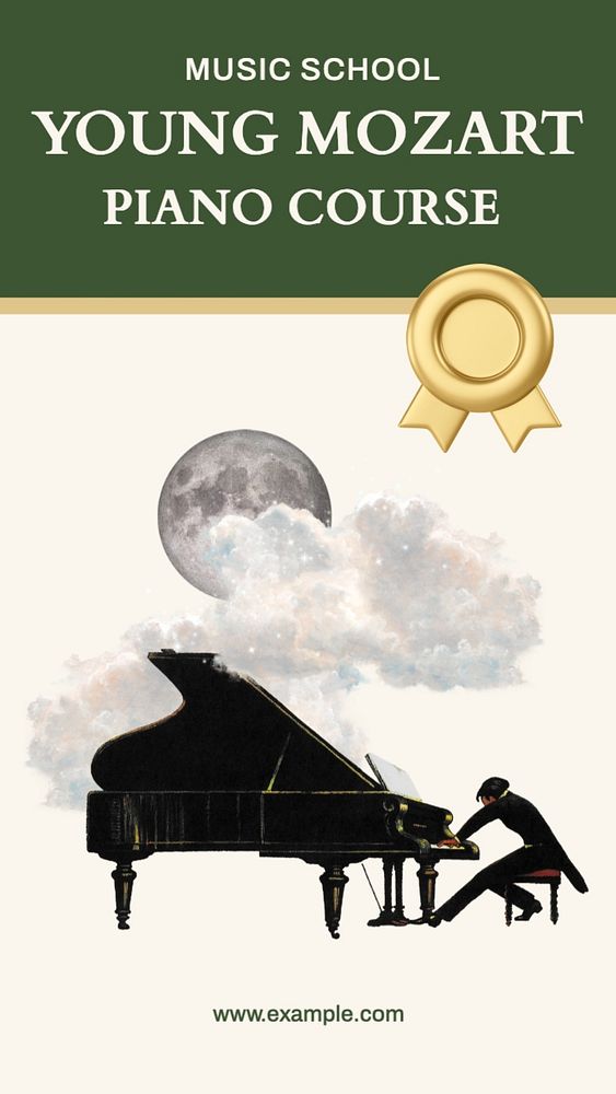 Piano course Instagram story template, editable text