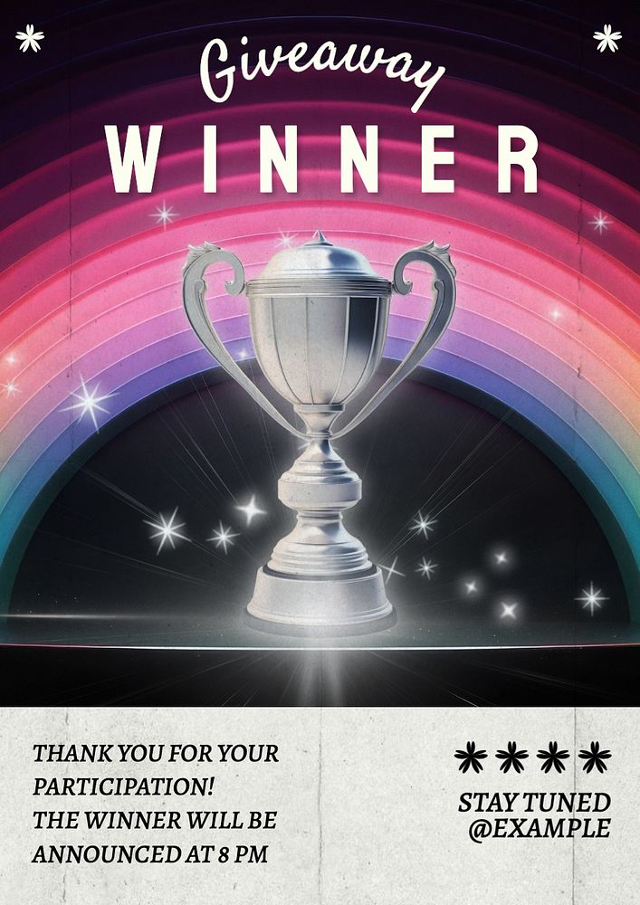 Giveaway winner poster template, editable text