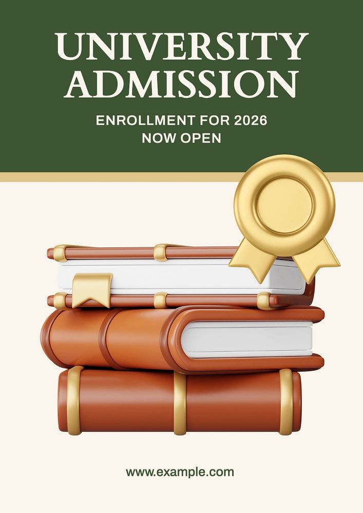 University admission poster template, editable text and design