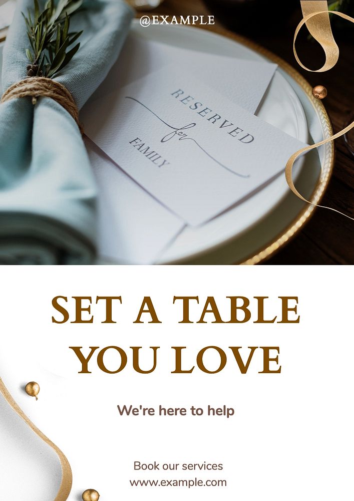 Table service poster template, editable text