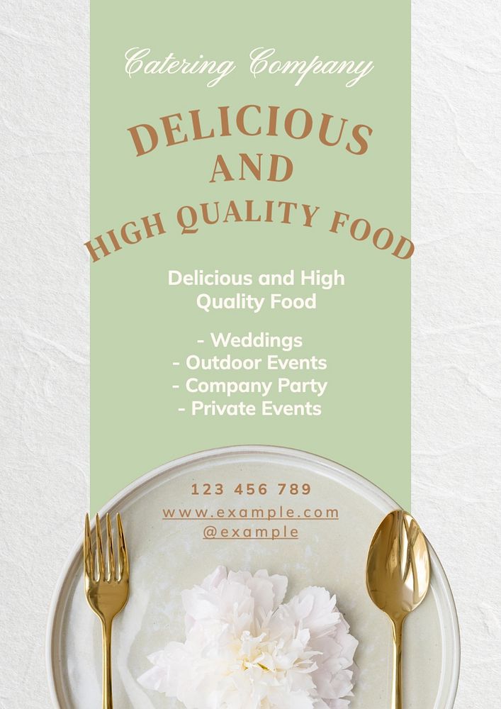 Catering service company poster template, editable text