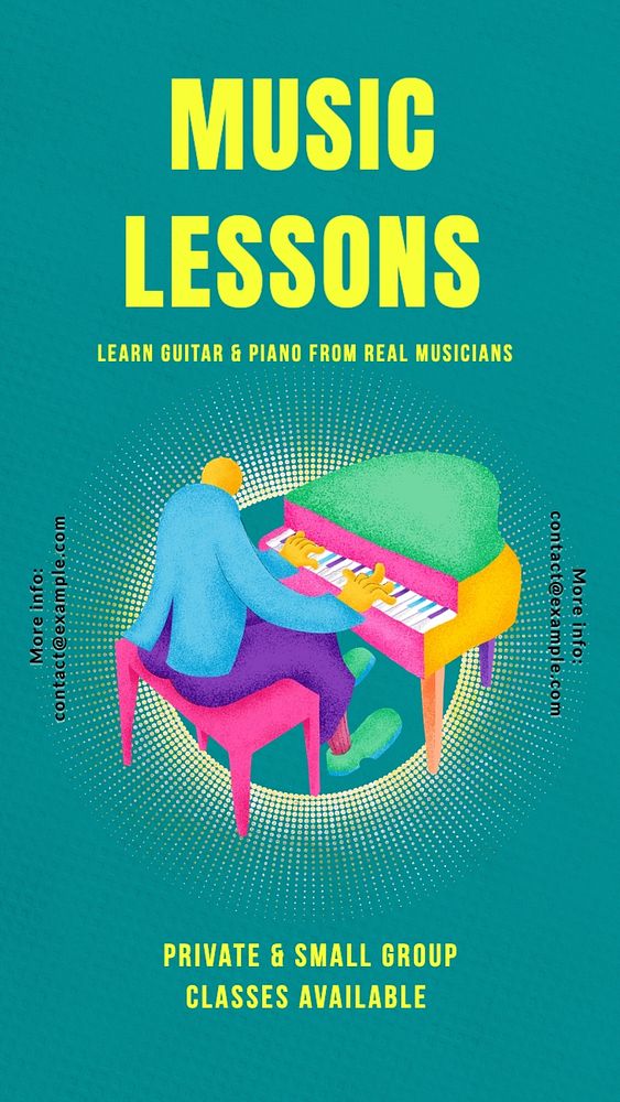 Music lessons Instagram story template, editable text