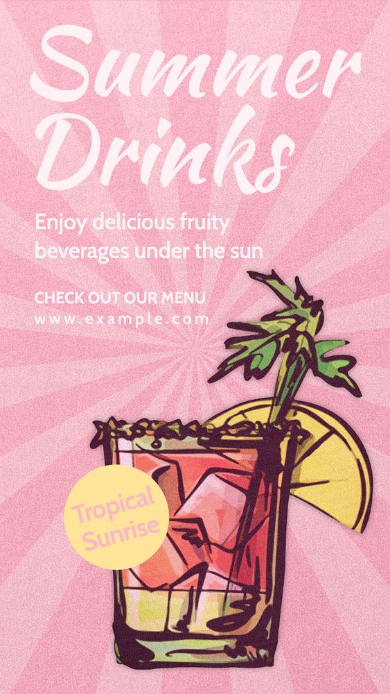 Summer drinks Instagram story template, editable text